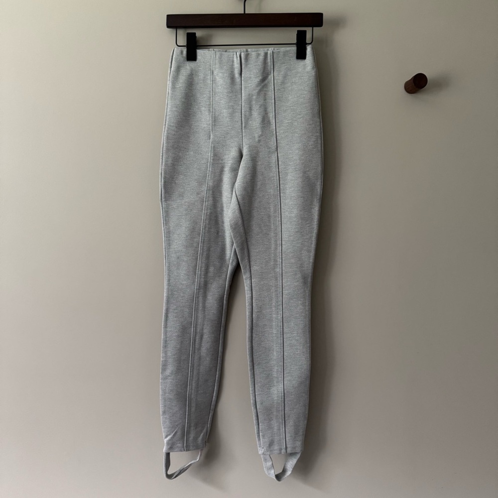 GOOD AMERICAN PULL ON PONTE STIRRUP LEGGINGS HEATHER GRAY SIZE MEDIUM EUC